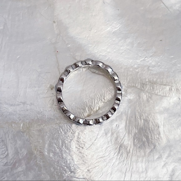 Silver Plated White Blue CZ Evil Eye Eternity Ring - Picture 5 of 7